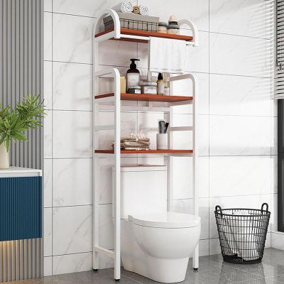 Over The Toilet Shelf Organizer for Bathroom Free Standing, Healthy and Environmentally Friendly Panels, Plastic Non-slip Feet, Save Space and Easy to Install ( Color : Teak color , Size : WHITE_3 LAY