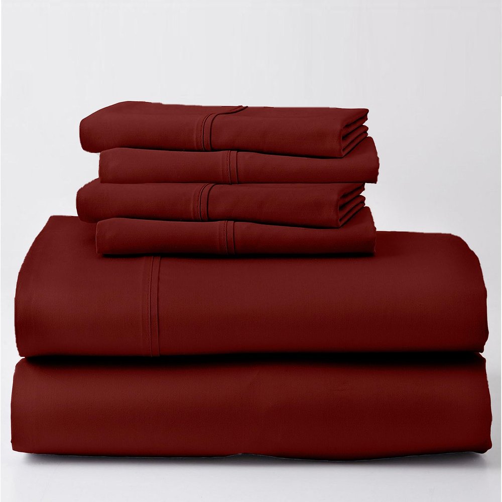 EXTRA 28" DEEP POCKET, Real 800-Thread-Count, 100% Egyptian Cotton, 6 PC Sheet Set [1 Fitted, 1 Flat, 4 Pillowcases] |Queen-XL Size, Burgundy Color| 800TC Egypt Long Staple Cotton, Soft Silky Sateen