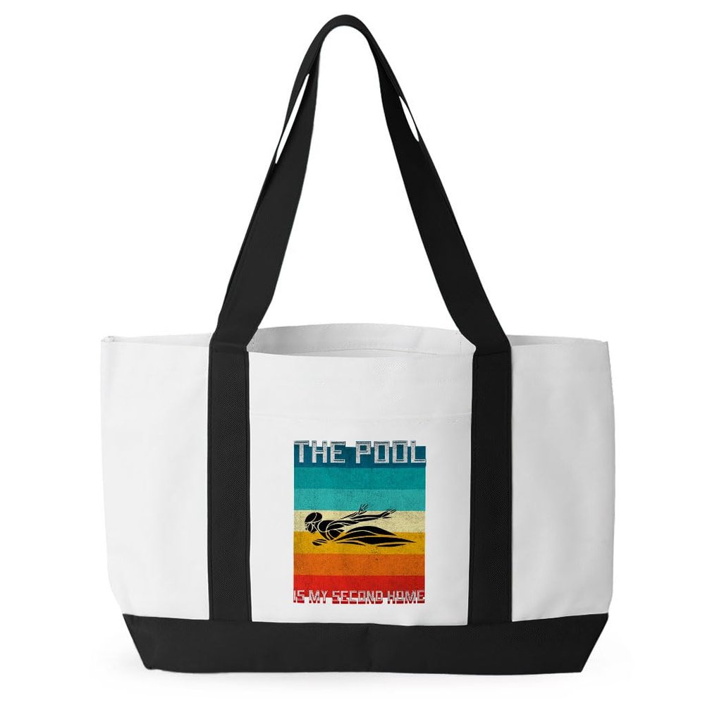 Swimming Design Cruiser Tote Bag - Quote Shopping Bag - Cool Design Tote Bag - White Black