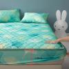 FCLDESHOP Breathable Mattress Pad Cover,Summer Thickened Ice Silk Latex Fitted Sheet, Anime Printed Non-Slip Mattress Topper Bed Cover Queen Bed Cover,Leaves,180 * 200cm (71 X 79inch) view 2