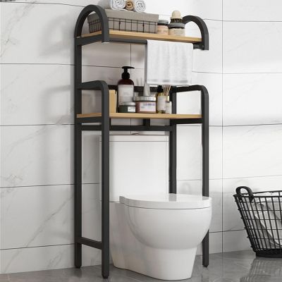 Over The Toilet Shelf Organizer for Bathroom Free Standing, Healthy and Environmentally Friendly Panels, Plastic Non-slip Feet, Save Space and Easy to Install ( Color : Light walnut , Size : BLACK_2 L