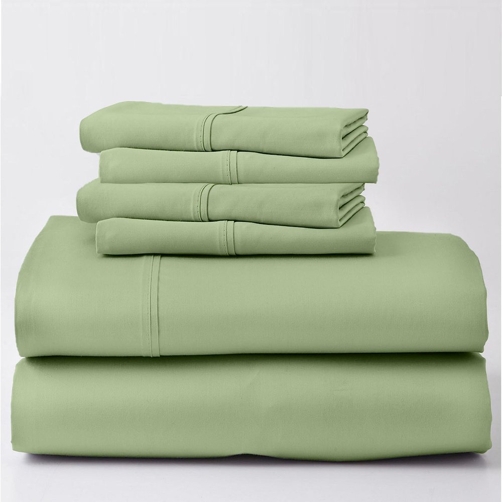 EXTRA 28" DEEP POCKET, Real 800-Thread-Count, 100% Egyptian Cotton, 6 PC Sheet Set [1 Fitted, 1 Flat, 4 Pillowcases] |Short Queen Size, Sage Color| 800TC Egypt Long Staple Cotton, Soft Silky Sateen