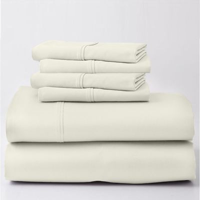 EXTRA 28" DEEP POCKET, Real 800-Thread-Count, 100% Egyptian Cotton, 6 PC Sheet Set [1 Fitted, 1 Flat, 4 Pillowcases] |Short Queen Size, Ivory Color| 800TC Egypt Long Staple Cotton, Soft Silky Sateen