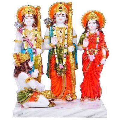 jewellary hub Ram Darbar Multicoloured Marble Dust Idol |Handicraft Multicoloured Murti Figurine for Pooja Home Temple Dcor | Ram Sita Laxman Hanuman Statue Spiritual Puja Vastu (Antique 9 Inches)