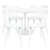 Aron Living Brook Set of Four White Dining Chairs and Rose 48" Round Fiberglass Dining Table view 1