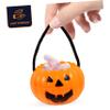 Alasum 4pcs Detachable Pumpkin Bucket Portable Lantern Round Plastic Tub Plastic Candy Bags Pumpkins Basket Orange Pumpkin Bucket Halloween Goodie Box Snack Storage Buckets Tote Bag view 4