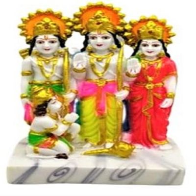 jewellary hub Marble Appearance Statue of Ram Darbar Murti Ram Laxman. Sita Hanuman ji Family Idol for Pooja Room Home Temple Gift Diwali Office Decorations (Marble 5 inches)