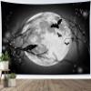 LB Halloween Full Moon Tapestry, Horror Black Crow with Bat on Grey and Black Night Sky Wall Tapestry for Bedroom, Creppy Bat Wall Hanging Tapestry Wall Art for Living Room Home Decor, 92.5 x 70.9 view 1
