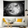 LB Halloween Full Moon Tapestry, Horror Black Crow with Bat on Grey and Black Night Sky Wall Tapestry for Bedroom, Creppy Bat Wall Hanging Tapestry Wall Art for Living Room Home Decor, 92.5 x 70.9 view 2
