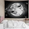 LB Halloween Full Moon Tapestry, Horror Black Crow with Bat on Grey and Black Night Sky Wall Tapestry for Bedroom, Creppy Bat Wall Hanging Tapestry Wall Art for Living Room Home Decor, 92.5 x 70.9 view 3