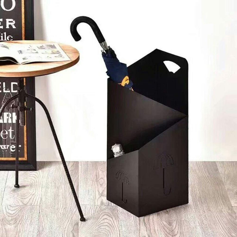 FairUo Umbrella Stands,Indoor Home Hotel Lobby Black Wrought Iron Engraving Umbrella Bucket for Hallway