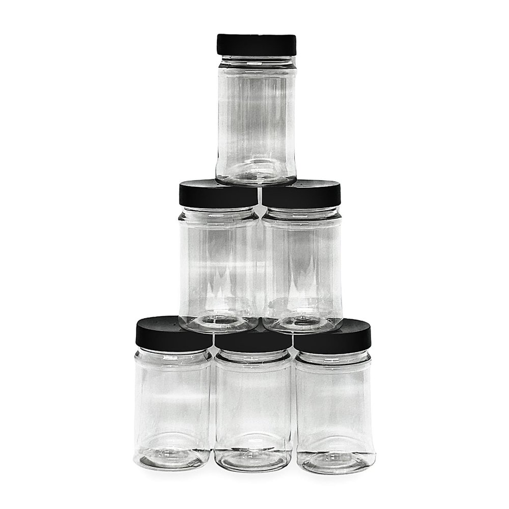 6 Pack of Plastic Jars with Screw Caps