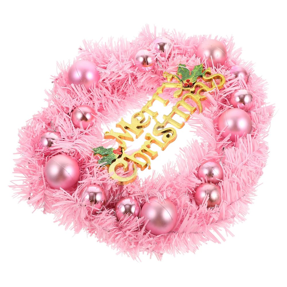 BCOATH Wreath Pink Home Accessories Wreaths for Front Door Pink Home Decor Holly Berry Wreaths Front Door Decorations Garland with Lights Supplies Props PVC
