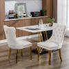 Rhomtree Contemporary Button Tufted Dining Chairs High-end Velvet Upholstered Dining Chairs with Nailhead Back and Ring Pull Trim Wood Kitchen Chairs for Dining Room (Beige 03, Set of 2) view 2