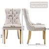 Rhomtree Contemporary Button Tufted Dining Chairs High-end Velvet Upholstered Dining Chairs with Nailhead Back and Ring Pull Trim Wood Kitchen Chairs for Dining Room (Beige 03, Set of 2) view 3