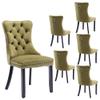 Rhomtree Contemporary Button Tufted Dining Chairs High-end Velvet Upholstered Dining Chairs with Nailhead Back and Ring Pull Trim Wood Kitchen Chairs for Dining Room (Olive-Green, Set of 6) view 1