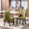 Rhomtree Contemporary Button Tufted Dining Chairs High-end Velvet Upholstered Dining Chairs with Nailhead Back and Ring Pull Trim Wood Kitchen Chairs for Dining Room (Olive-Green, Set of 6) view 2