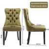 Rhomtree Contemporary Button Tufted Dining Chairs High-end Velvet Upholstered Dining Chairs with Nailhead Back and Ring Pull Trim Wood Kitchen Chairs for Dining Room (Olive-Green, Set of 6) view 3