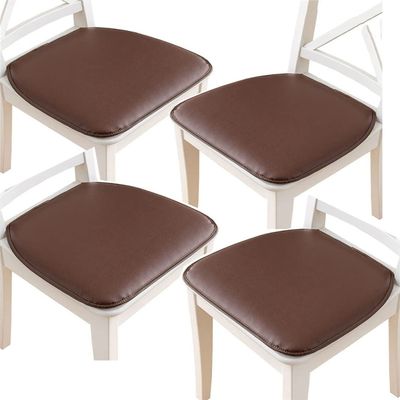 2/4 Pack Dining Chair Cushion, Horseshoe PU Leather Seat Cushion, Dining Room Chair Pads With Non Skid Rubber Back, Kitchen Chair Cushions With Waterproof And Breathable ( Color : Brown , Size : 43*40