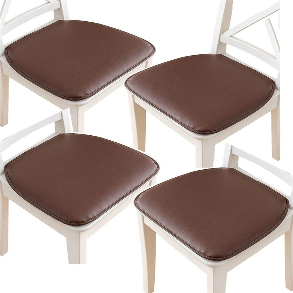 2/4 Pack Dining Chair Cushion, Horseshoe PU Leather Seat Cushion, Dining Room Chair Pads With Non Skid Rubber Back, Kitchen Chair Cushions With Waterproof And Breathable ( Color : Brown , Size : 43*40
