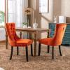 Rhomtree Contemporary Button Tufted Dining Chairs High-end Velvet Upholstered Dining Chairs with Nailhead Back and Ring Pull Trim Wood Kitchen Chairs for Dining Room (Orange, Set of 4) view 2