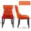 Rhomtree Contemporary Button Tufted Dining Chairs High-end Velvet Upholstered Dining Chairs with Nailhead Back and Ring Pull Trim Wood Kitchen Chairs for Dining Room (Orange, Set of 4) view 3