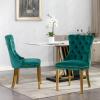 Rhomtree Contemporary Button Tufted Dining Chairs High-end Velvet Upholstered Dining Chairs with Nailhead Back and Ring Pull Trim Wood Kitchen Chairs for Dining Room (Green with Steel Leg, Set of 2) view 2
