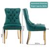 Rhomtree Contemporary Button Tufted Dining Chairs High-end Velvet Upholstered Dining Chairs with Nailhead Back and Ring Pull Trim Wood Kitchen Chairs for Dining Room (Green with Steel Leg, Set of 2) view 3