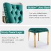 Rhomtree Contemporary Button Tufted Dining Chairs High-end Velvet Upholstered Dining Chairs with Nailhead Back and Ring Pull Trim Wood Kitchen Chairs for Dining Room (Green with Steel Leg, Set of 2) view 4