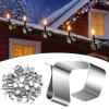 100 Pcs Lights Gutter Hook Clips for Hanging Outdoor Holiday Galvanized Lights Roof Hooks Christmas for Outside String Gutter Hangers Outdoor Seasonal Lighting for Halloween Xmas Decor (21 x 14.5 mm) view 1