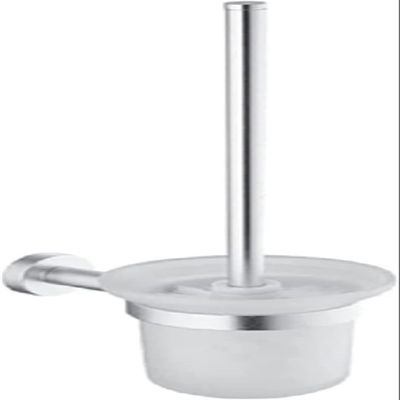 DLUXCA Toilet Brush Holders with Glass Caddy Cup Holder Punch Bath Wall Shelf Matte Silver Aluminum Handle Bathroom Cleaning Tools Bathroom Toilet Brush Holder