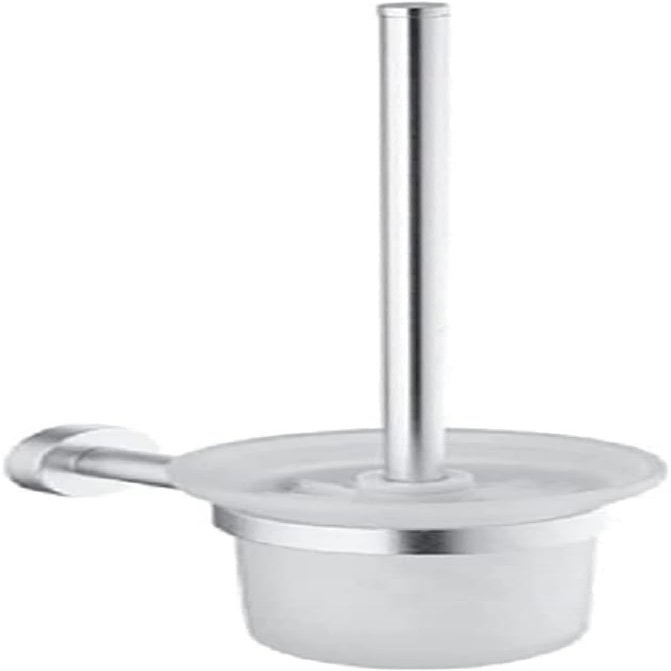 DLUXCA Toilet Brush Holders with Glass Caddy Cup Holder Punch Bath Wall Shelf Matte Silver Aluminum Handle Bathroom Cleaning Tools Bathroom Toilet Brush Holder