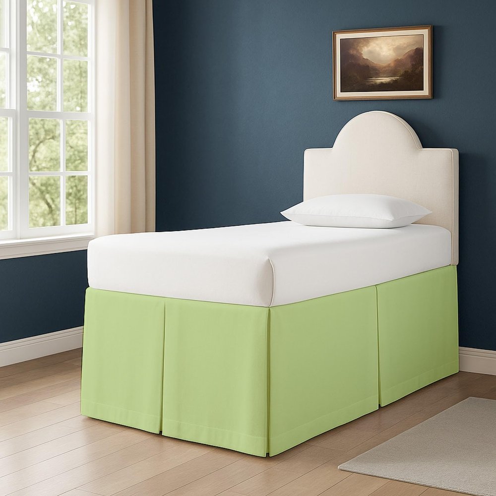 Cottington Lane Tailored Box Pleated College Dorm Sized Bed Skirt Twin XL, Hotel Quality Premium Brushed Microfiber Extra Long Bedskirt Twin XL 46 Inch Drop, Sage
