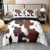 100% Organic Cotton Boys Girls Cowhide Duvet Cover King, Kawaii Cow Print Bedding Set For Kids Teens Adult Bedroom Decor, Black Brown Cow Spots Comforter Cover Farm Animal Skin Quilt Cover view 1