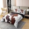 100% Organic Cotton Boys Girls Cowhide Duvet Cover King, Kawaii Cow Print Bedding Set For Kids Teens Adult Bedroom Decor, Black Brown Cow Spots Comforter Cover Farm Animal Skin Quilt Cover view 3