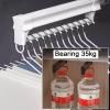 Retractable Closet Pull Out Rod Wardrobe, Bearing 35kg Adjustable Pants Rack, Aluminum Alloy Pull-Out Closet Valet Rod, Silent Slide Rail Wardrobe Hanger, Pull Out Closet Rod Extendable (Color : Blac view 3
