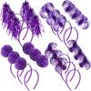 Censen 12 Pcs St. Patrick's Day Pom Pom Headbands Easter Spirit Party Headbands Tinsel Ponytail Headwear for Birthday Holiday(Purple) view 1