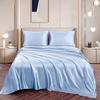 4 Pcs Satin Sheet Set Bed Set Queen Size Bed Set 4 Piece Sky Blue Durable & Soft (Flat Sheet + Fitted 12'' + 2 Pillowcases) Bedding Satin Sheets view 2