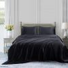 4 Pcs Satin Sheet Set Bed Set King Size Bed Set 4 Piece Black Durable & Soft (Flat Sheet + Fitted 12'' + 2 Pillowcases) Bedding Satin Sheets view 2