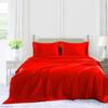 4 Pcs Satin Sheet Set Bed Set Queen Size Bed Set 4 Piece Red Durable & Soft (Flat Sheet + Fitted 12'' + 2 Pillowcases) Bedding Satin Sheets view 2
