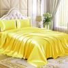 ComfyRight 4 Pcs Satin Sheet Set Bed Set Queen Size Bed Set 4 Piece Yellow Durable & Soft (Flat Sheet + Fitted 15'' + 2 Pillowcases) Bedding Satin Sheets view 1