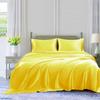 ComfyRight 4 Pcs Satin Sheet Set Bed Set Queen Size Bed Set 4 Piece Yellow Durable & Soft (Flat Sheet + Fitted 15'' + 2 Pillowcases) Bedding Satin Sheets view 2