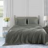 4 Pcs Satin Sheet Set Bed Set Queen Size Bed Set 4 Piece Dark Gray Durable & Soft (Flat Sheet + Fitted 12'' + 2 Pillowcases) Bedding Satin Sheets view 2