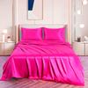 4 Pcs Satin Sheet Set Bed Set Full Size Bed Set 4 Piece Hot Pink Durable & Soft (Flat Sheet + Fitted 14'' + 2 Pillowcases) Bedding Satin Sheets view 2