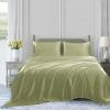 4 Pcs Satin Sheet Set Bed Set Queen Size Bed Set 4 Piece Sage Durable & Soft (Flat Sheet + Fitted 12'' + 2 Pillowcases) Bedding Satin Sheets view 2