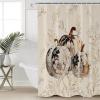Shower Curtains for Bathroom, Fall Thanksgiving Pumpkin with Floral Golden Botanical Leaves Linen Shower Curtain Set Waterproof Fabric Bath Curtain with Hooks for Home Apartment Farmhouse 36x78 inch view 1