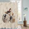 Shower Curtains for Bathroom, Fall Thanksgiving Pumpkin with Floral Golden Botanical Leaves Linen Shower Curtain Set Waterproof Fabric Bath Curtain with Hooks for Home Apartment Farmhouse 36x78 inch view 3