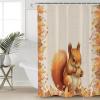 Shower Curtains for Bathroom, Fall Thanksgiving Cute Squirrel with Maple Leaves Shower Curtain Set Polyester Waterproof Fabric Bath Curtain with Hooks for Home Hotel Apartment Farmhouse 60x72 inch view 1