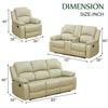 Caberryne Leather Recliner Sofa SetLeather Reclining Couch for Living Room Furniture SetsBeige Recliner Couch with 5 Recliners for Living Room/Office/Theater Seating(Sofa Set 3 Pieces) view 2