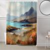 Shower Curtains for Bathroom, Watercolor Oil Painting Hill and Lake Landscape Shower Curtain Set Polyester Waterproof Fabric Bath Curtain with Hooks for Home Hotel Apartment Farmhouse 54x78 inch view 2